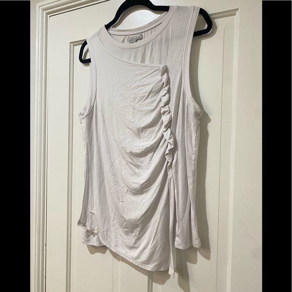 Halogen white ruffle sleeveless flattering work blouse top L - Picture 5 of 9